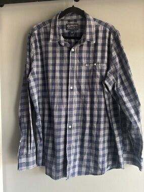 American Rag Blue and White Check Plaid Button-Up Shirt
